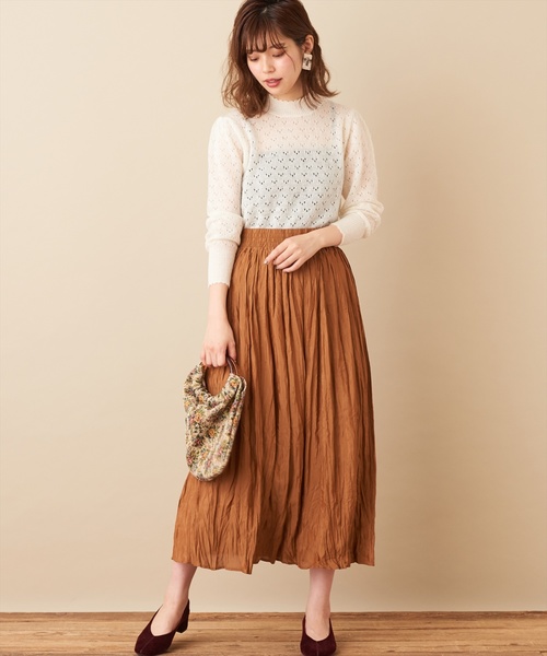 natural couture（ナチュラルクチュール）の「シャイニークリンクルスカート（スカート・レディース・ピンク/ベージュ/ミント/キャメル・FREE）」の17枚目の写真