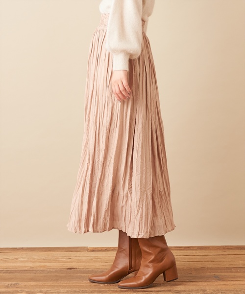 natural couture（ナチュラルクチュール）の「シャイニークリンクルスカート（スカート・レディース・ピンク/ベージュ/ミント/キャメル・FREE）」の11枚目の写真