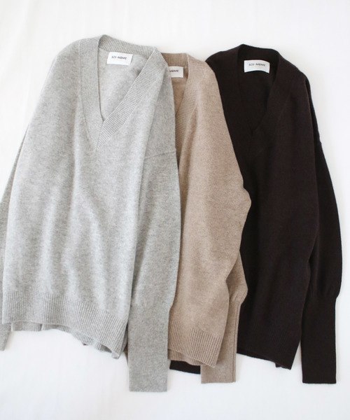 Marilyn Moon（マリリンムーン）の「ベビーカシミヤニット/SOI-MeME（ニット/セーター・レディース・ダークブラウン/ベージュ/グレー・MEDIUM）」の8枚目の写真