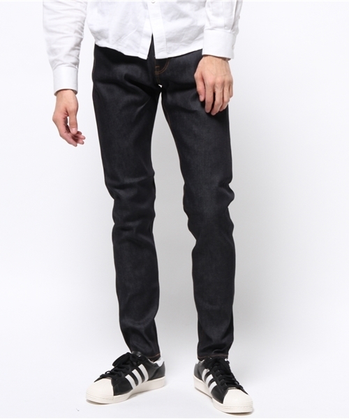 JOHN LAWRENCE SULLIVAN（ジョンローレンスサリバン）の「RIGID DENIM TAPERED PANTS（デニムパンツ・メンズ・インディゴブルー/ブラック/インディゴ×ゴールド/ブラック系その他・34/38/36/40/46/42/44/48）」の9枚目の写真