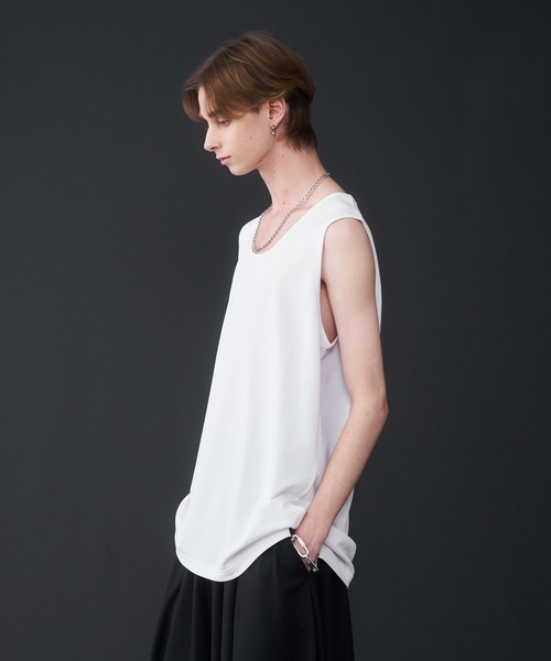 KUUUPY（クーピー）の「Seed Stitches layered Tank top - 鹿の子レイヤードタンクトップ（タンクトップ・メンズ・ホワイト/ブラック/チャコールグレー・SMALL/MEDIUM/LARGE/X-LARGE）」の8枚目の写真