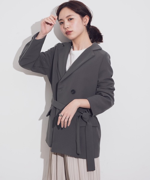 Aunt Marie's(アントマリーズ)の「AUNT MARIE'S ベルト付きダブルテーラードジャケット(テーラードジャケット・レディース・ブラック/グリーン/ナチュラル・FREE)」の20枚目の写真