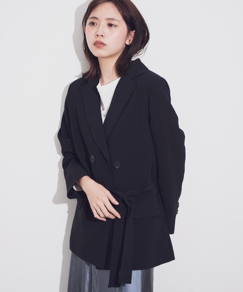 Aunt Marie's(アントマリーズ)の「AUNT MARIE'S ベルト付きダブルテーラードジャケット(テーラードジャケット・レディース・ブラック/グリーン/ナチュラル・FREE)」の5枚目の写真