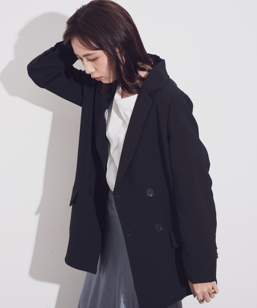 Aunt Marie's(アントマリーズ)の「AUNT MARIE'S ベルト付きダブルテーラードジャケット(テーラードジャケット・レディース・ブラック/グリーン/ナチュラル・FREE)」の6枚目の写真