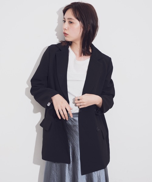 Aunt Marie's(アントマリーズ)の「AUNT MARIE'S ベルト付きダブルテーラードジャケット(テーラードジャケット・レディース・ブラック/グリーン/ナチュラル・FREE)」の7枚目の写真