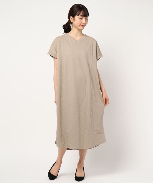 reca（レカ）の「バックタック Vネックワッフル ワンピース（ワンピース・レディース・カーキ/ベージュ/ブラック/オフホワイト/モカ・M）」の11枚目の写真