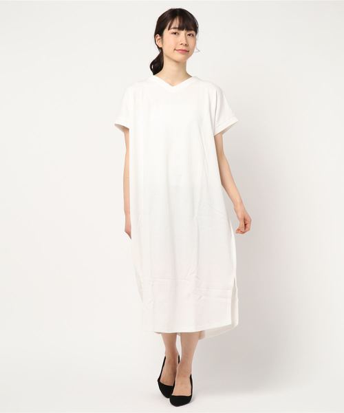 reca（レカ）の「バックタック Vネックワッフル ワンピース（ワンピース・レディース・カーキ/ベージュ/ブラック/オフホワイト/モカ・M）」の8枚目の写真