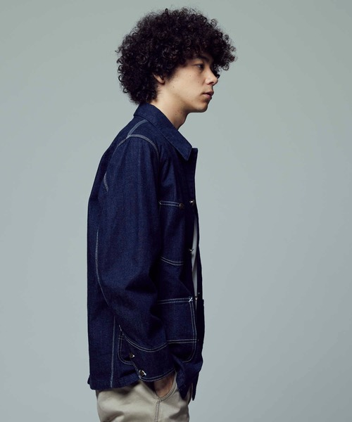 Lee(リー)の「【Lee】デニムワークジャケット(カバーオール・メンズ・ネイビー/ダークインディゴブルー/キナリ・M/L)」の7枚目の写真