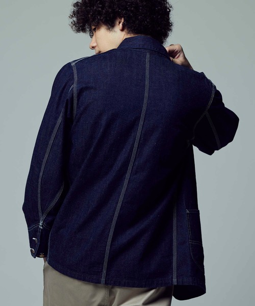 Lee(リー)の「【Lee】デニムワークジャケット(カバーオール・メンズ・ネイビー/ダークインディゴブルー/キナリ・M/L)」の8枚目の写真