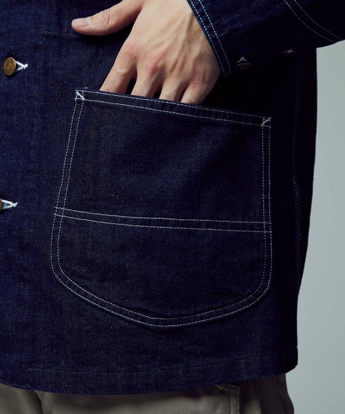 Lee(リー)の「【Lee】デニムワークジャケット(カバーオール・メンズ・ネイビー/ダークインディゴブルー/キナリ・M/L)」の11枚目の写真