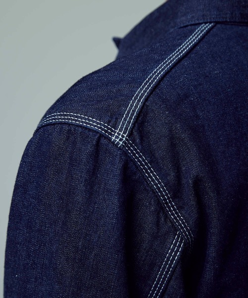 Lee(リー)の「【Lee】デニムワークジャケット(カバーオール・メンズ・ネイビー/ダークインディゴブルー/キナリ・M/L)」の12枚目の写真