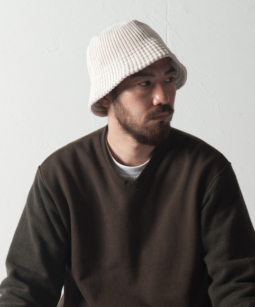 RACAL（ラカル）の「Knit Bucket Hat Down Brim / ニットバケットハット ダウンブリム（ハット・メンズ・グレー/アイボリー/ブラック/ベージュ/パープル/ブラウン・FREE）」の14枚目の写真