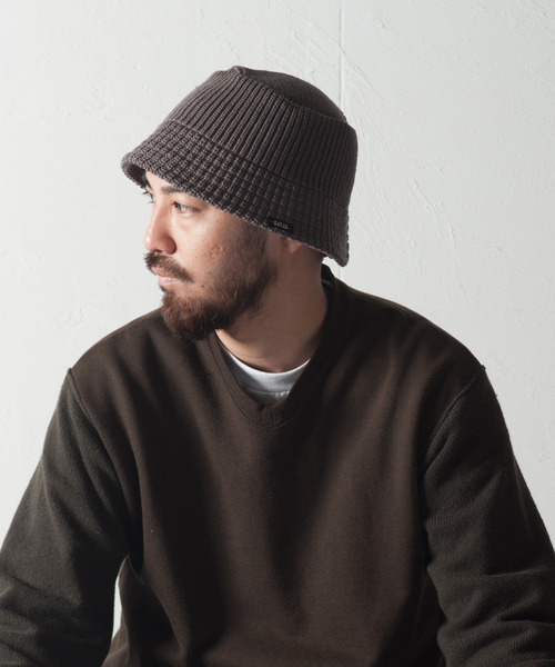 RACAL（ラカル）の「Knit Bucket Hat Down Brim / ニットバケットハット ダウンブリム（ハット・メンズ・グレー/アイボリー/ブラック/ベージュ/パープル/ブラウン・FREE）」の9枚目の写真
