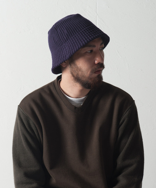 RACAL（ラカル）の「Knit Bucket Hat Down Brim / ニットバケットハット ダウンブリム（ハット・メンズ・グレー/アイボリー/ブラック/ベージュ/パープル/ブラウン・FREE）」の8枚目の写真