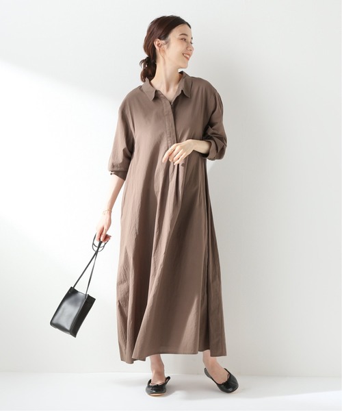 SLOBE IENA(スローブイエナ)の「ロングシャツドレス【手洗い可能】◆(シャツワンピース)」|ブラウン