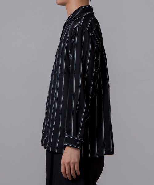 WEGO(ウィゴー)の「WEGO/クラブストライプ開襟シャツ(シャツ/ブラウス・メンズ・ブラック系その他4/ベージュ系その他4・MEDIUM/LARGE)」の19枚目の写真