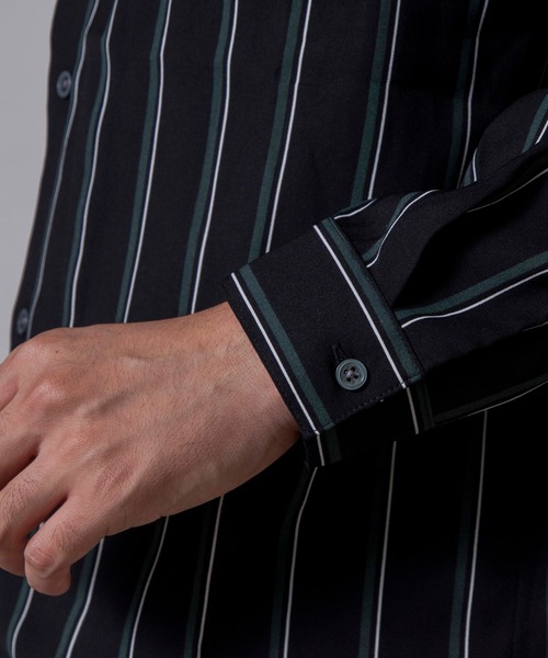 WEGO(ウィゴー)の「WEGO/クラブストライプ開襟シャツ(シャツ/ブラウス・メンズ・ブラック系その他4/ベージュ系その他4・MEDIUM/LARGE)」の15枚目の写真