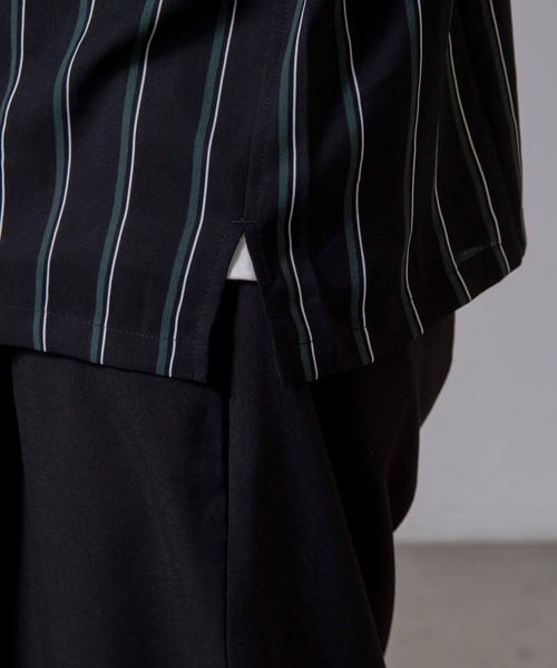 WEGO(ウィゴー)の「WEGO/クラブストライプ開襟シャツ(シャツ/ブラウス・メンズ・ブラック系その他4/ベージュ系その他4・MEDIUM/LARGE)」の17枚目の写真