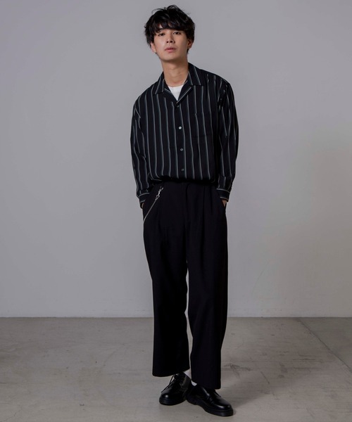 WEGO(ウィゴー)の「WEGO/クラブストライプ開襟シャツ(シャツ/ブラウス・メンズ・ブラック系その他4/ベージュ系その他4・MEDIUM/LARGE)」の18枚目の写真