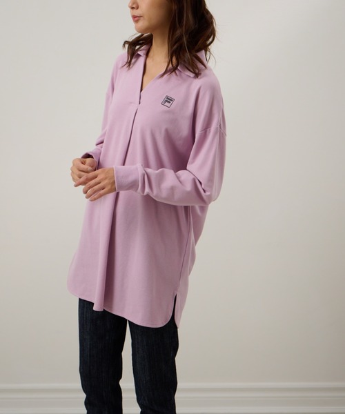 FILA(フィラ)の「<FILA/フィラ>鹿の子チュニック長袖ポロ(ポロシャツ・レディース・ブラック/ネイビー/グレー/コーラルピンク/ミント/ラベンダー/カーキ/ブルーグリーン/バイオレット・L/LL/M)」の22枚目の写真