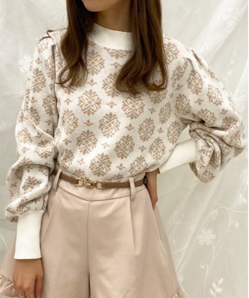 apres jour(アプレジュール)の「ジャガード柄ニット【ZOZOTOWN限定アイテム】(ニット/セーター・レディース・アイボリー/ブラック/モカ・フリー)」の2枚目の写真