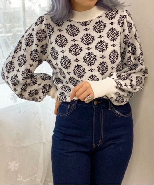 apres jour(アプレジュール)の「ジャガード柄ニット【ZOZOTOWN限定アイテム】(ニット/セーター・レディース・アイボリー/ブラック/モカ・フリー)」の3枚目の写真