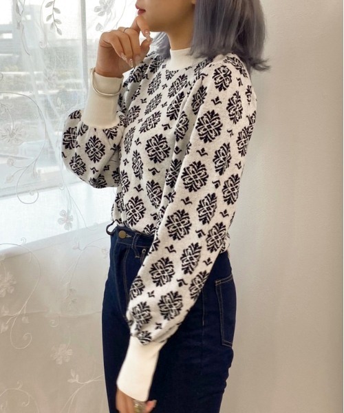 apres jour(アプレジュール)の「ジャガード柄ニット【ZOZOTOWN限定アイテム】(ニット/セーター・レディース・アイボリー/ブラック/モカ・フリー)」の9枚目の写真