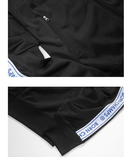 BORN CHAMPS（ボーンチャンプス）の「【BORN CHAMPS/ボーン チャンプス】BC LOGO TRACK TOP/韓国ブランド ワンポイントロゴ ライン柄  トラックジャケット（ジャージ）（ジャージ・レディース・ブラック/アイボリー・M/L）」の6枚目の写真