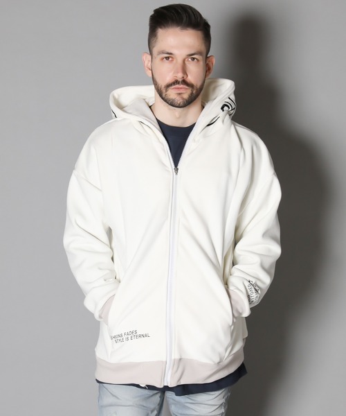 JACKROSE（ジャックローズ）の「JE-マイクロスウェード.ロゴ・ZIPパーカー（パーカー・メンズ・ホワイト/ブラック/ベージュ・M/L）」の13枚目の写真