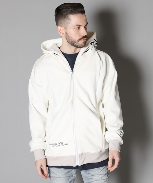 JACKROSE（ジャックローズ）の「JE-マイクロスウェード.ロゴ・ZIPパーカー（パーカー・メンズ・ホワイト/ブラック/ベージュ・M/L）」の8枚目の写真