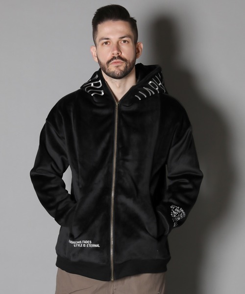 JACKROSE（ジャックローズ）の「JE-マイクロスウェード.ロゴ・ZIPパーカー（パーカー・メンズ・ホワイト/ブラック/ベージュ・M/L）」の9枚目の写真