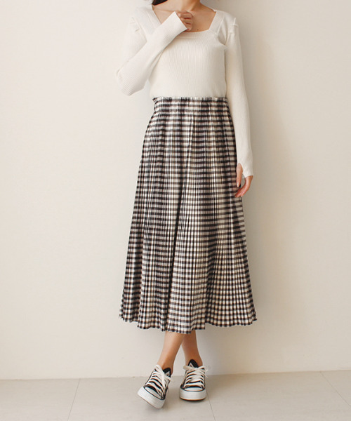 MODE ROBE（モードローブ）の「プリーツフレアスカート（スカート・レディース・アイボリー/パープル/チェック・FREE）」の11枚目の写真