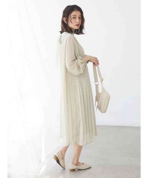 Green　Parks（グリーンパークス）の「シフォンプリーツワンピース＊（ワンピース・レディース・ブラック/パープル/ライトカーキ・FREE）」の8枚目の写真