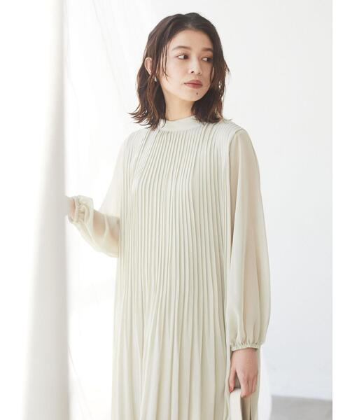 Green　Parks（グリーンパークス）の「シフォンプリーツワンピース＊（ワンピース・レディース・ブラック/パープル/ライトカーキ・FREE）」の9枚目の写真