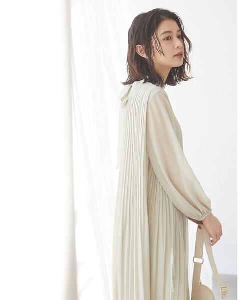 Green　Parks（グリーンパークス）の「シフォンプリーツワンピース＊（ワンピース・レディース・ブラック/パープル/ライトカーキ・FREE）」の10枚目の写真