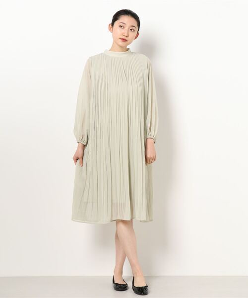 Green　Parks（グリーンパークス）の「シフォンプリーツワンピース＊（ワンピース・レディース・ブラック/パープル/ライトカーキ・FREE）」の14枚目の写真