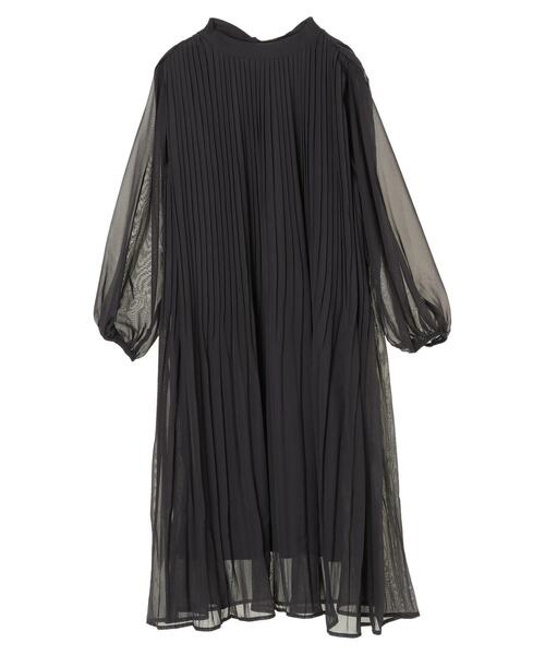 Green　Parks（グリーンパークス）の「シフォンプリーツワンピース＊（ワンピース・レディース・ブラック/パープル/ライトカーキ・FREE）」の22枚目の写真