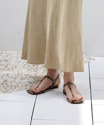 DouDou | 【atelier brugge／アトリエブルージュ】パイソンスクエアトゥフラットサンダル(サンダル)