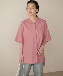 【forksy.】リネンタッチセーラーカラーチュニックブラウス