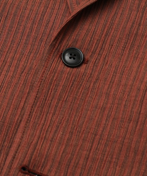 FUSE(フューズ)の「麻混カールマイヤー編みストライプジャケット(テーラードジャケット・メンズ・ホワイト×ネイビー/オレンジ・02/03/01)」の13枚目の写真