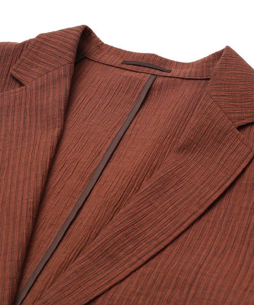 FUSE(フューズ)の「麻混カールマイヤー編みストライプジャケット(テーラードジャケット・メンズ・ホワイト×ネイビー/オレンジ・02/03/01)」の19枚目の写真