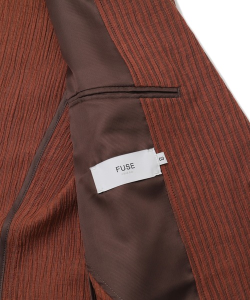 FUSE(フューズ)の「麻混カールマイヤー編みストライプジャケット(テーラードジャケット・メンズ・ホワイト×ネイビー/オレンジ・02/03/01)」の20枚目の写真
