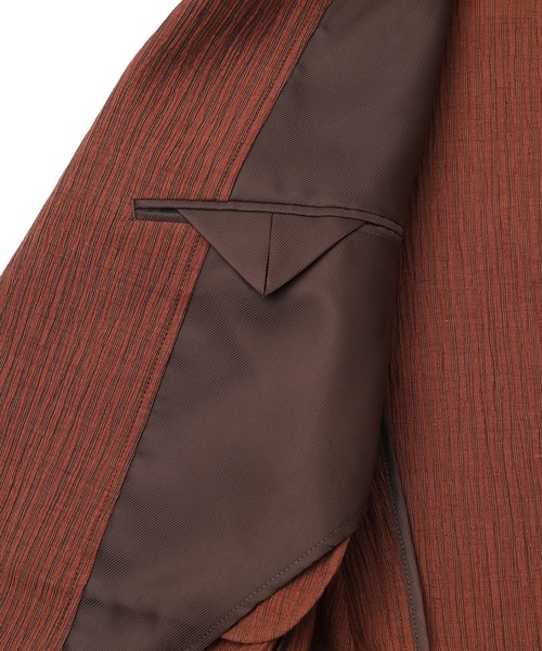 FUSE(フューズ)の「麻混カールマイヤー編みストライプジャケット(テーラードジャケット・メンズ・ホワイト×ネイビー/オレンジ・02/03/01)」の21枚目の写真