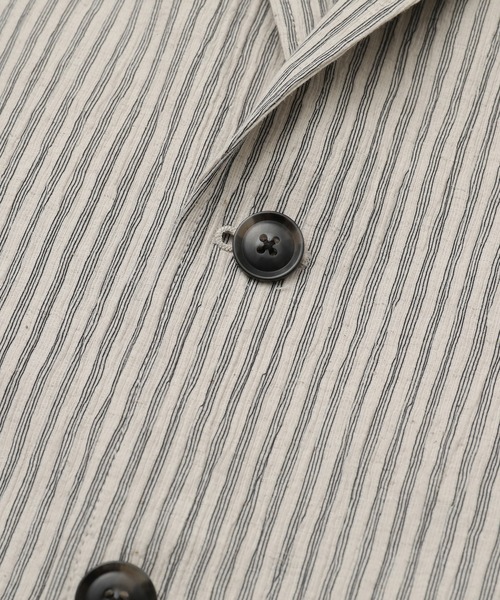 FUSE(フューズ)の「麻混カールマイヤー編みストライプジャケット(テーラードジャケット・メンズ・ホワイト×ネイビー/オレンジ・02/03/01)」の15枚目の写真