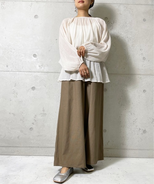 Meli rich（メリーリッチ）の「【セットアップ対応】ゆるっとシルエット。リネンリラックスパンツ（チノパンツ・レディース・ナチュラル/ベージュ/ライトグリーン/モカ/ブラック・MEDIUM）」の9枚目の写真