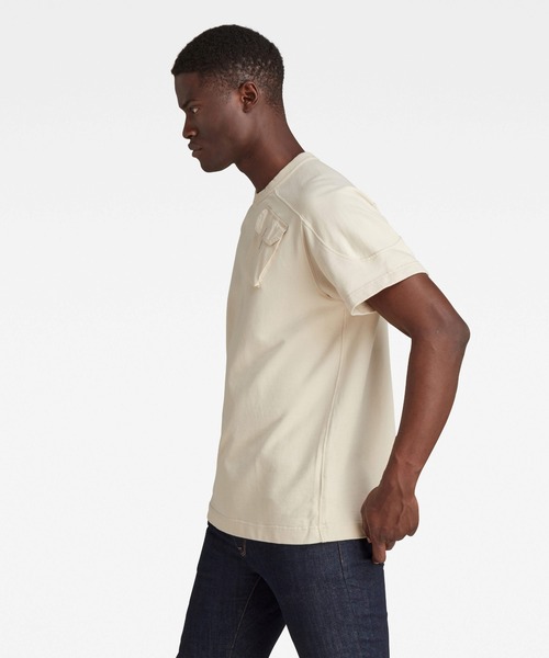 G-STAR（ジースター）の「SUMMER ARMY SWEATER/半袖スウェット（Tシャツ/カットソー・メンズ・ライトグリーン/アイボリー・SMALL/MEDIUM/X-SMALL/LARGE）」の4枚目の写真