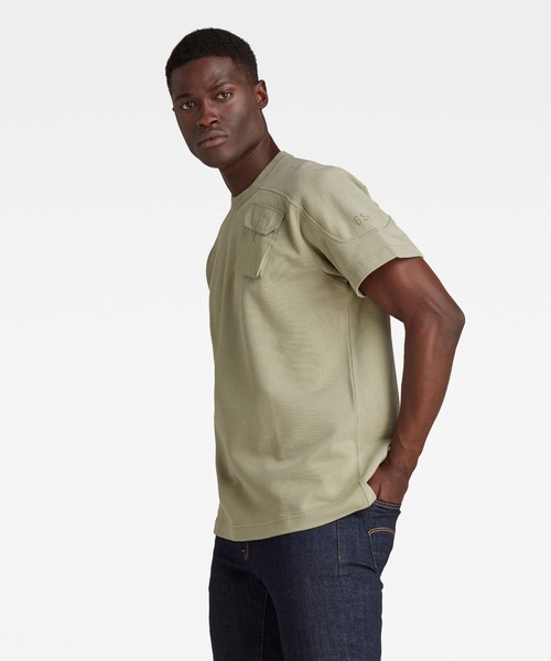 G-STAR（ジースター）の「SUMMER ARMY SWEATER/半袖スウェット（Tシャツ/カットソー・メンズ・ライトグリーン/アイボリー・SMALL/MEDIUM/X-SMALL/LARGE）」の8枚目の写真