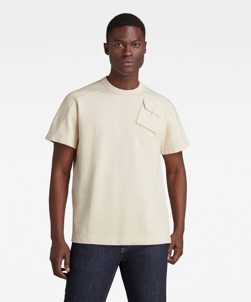 G-STAR（ジースター）の「SUMMER ARMY SWEATER/半袖スウェット（Tシャツ/カットソー・メンズ・ライトグリーン/アイボリー・SMALL/MEDIUM/X-SMALL/LARGE）」の3枚目の写真