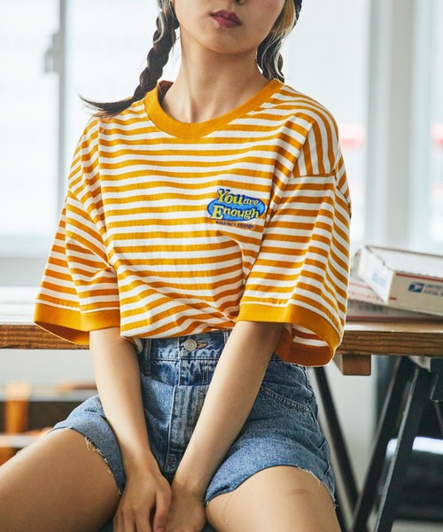 WEGO（ウィゴー）の「WEGO/グラフィックリンガーTシャツ（Tシャツ/カットソー・レディース・グリーン系その他5/レッド/ブラック/ブラック系その他5/イエロー/その他1/サックスブルー/その他2/オレンジ/ネイビー/ダークグリーン/その他3/アイボリー/その他4/オートミール・MEDIUM/SMALL）」の12枚目の写真