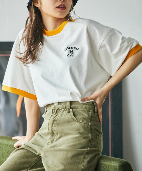 WEGO（ウィゴー）の「WEGO/グラフィックリンガーTシャツ（Tシャツ/カットソー・レディース・グリーン系その他5/レッド/ブラック/ブラック系その他5/イエロー/その他1/サックスブルー/その他2/オレンジ/ネイビー/ダークグリーン/その他3/アイボリー/その他4/オートミール・MEDIUM/SMALL）」の11枚目の写真